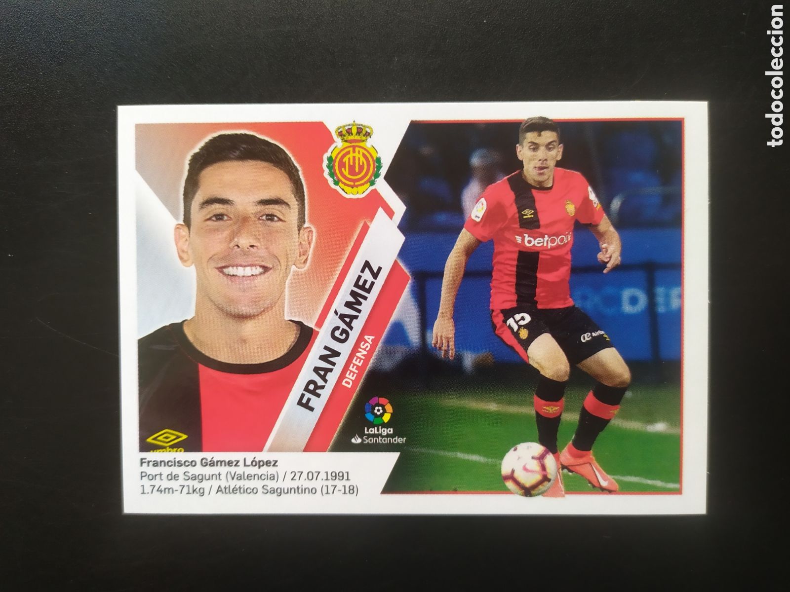 Cromos de F&uacute;tbol: Liga este 2019 2020 19 20 panini Fran G&aacute;mez n&deg; 6 B Mallorca