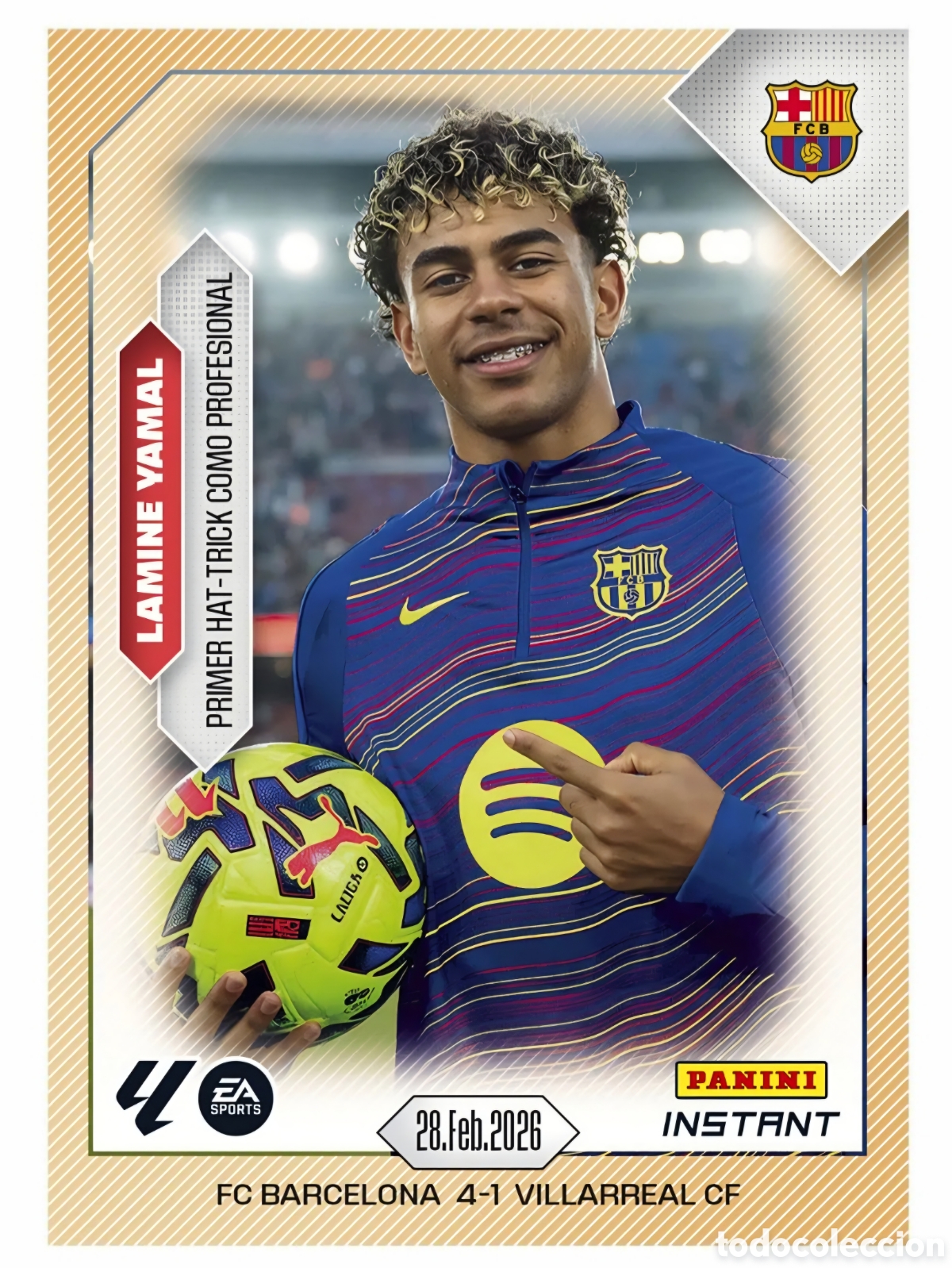 Cromos de F&uacute;tbol: Lamine Yamal - Primer Hat-trick como profesional - Panini Instant &ndash; card La Liga EA Sports 2025