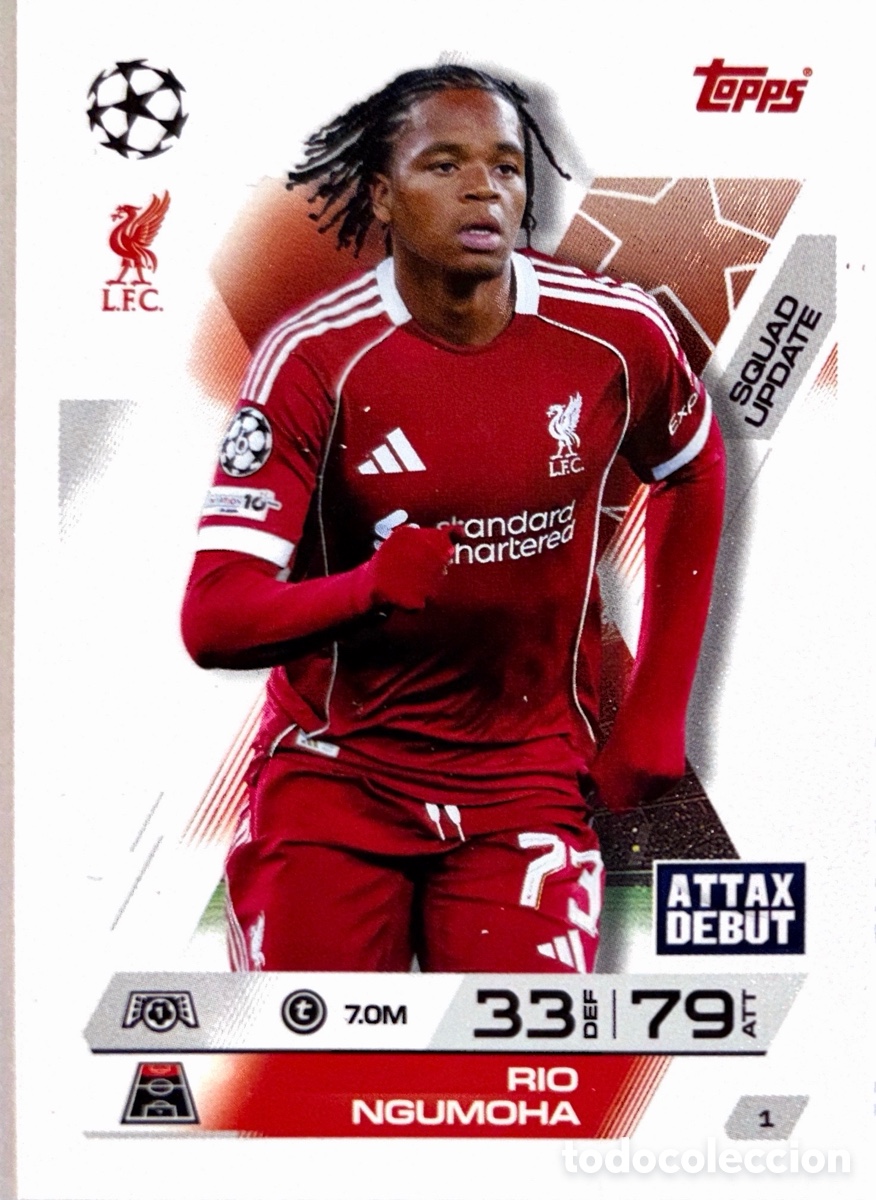 Figurine di Calcio: 1. Rio Ngumoha - Liverpool- (MATCH ATTAX EXTRA CHAMPIONS LEAGUE 2025/26)