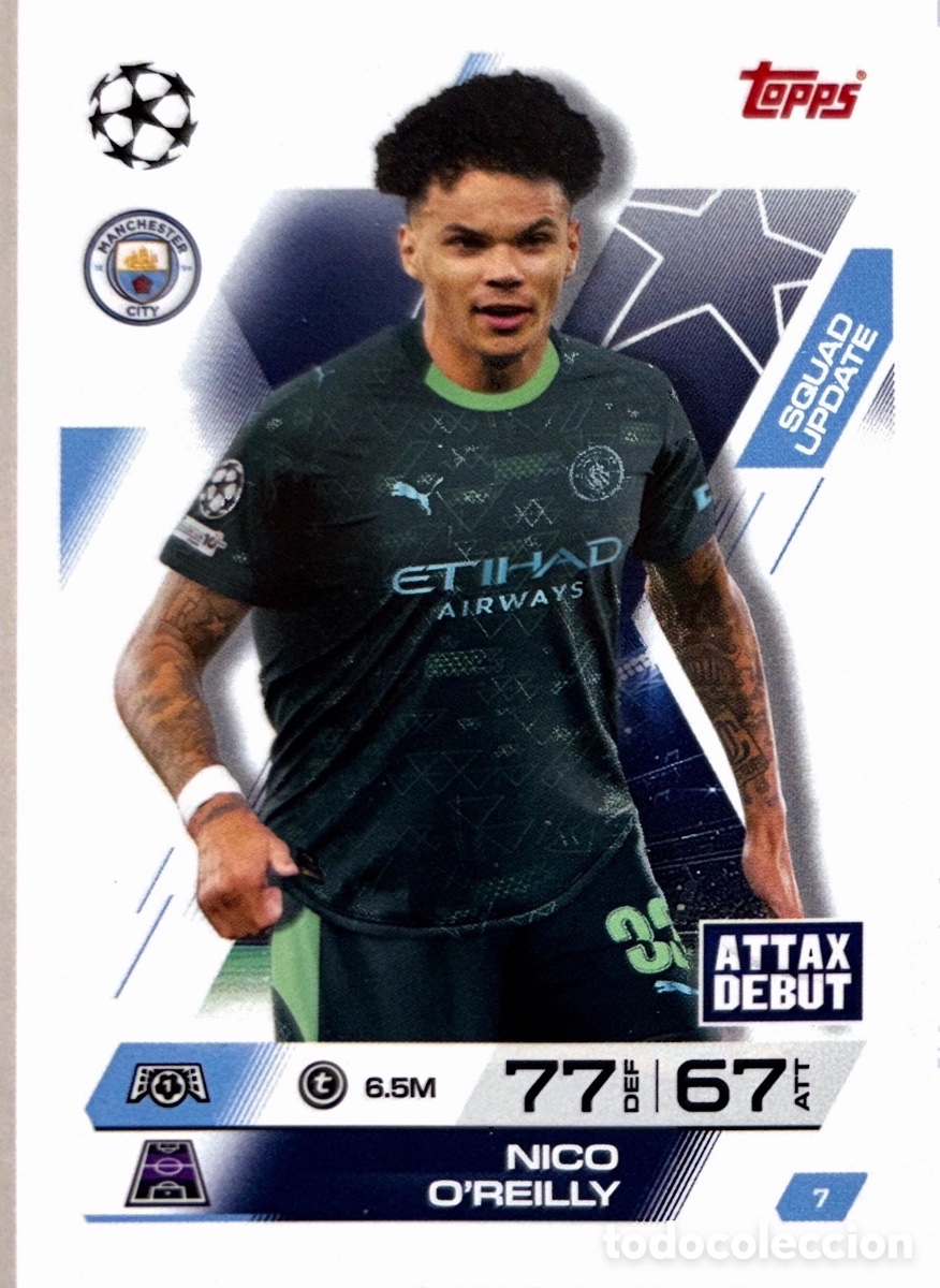 Figurine di Calcio: 7. Nico O'Reilly - Manchester City - (MATCH ATTAX EXTRA CHAMPIONS LEAGUE 2025/26) TOPPS