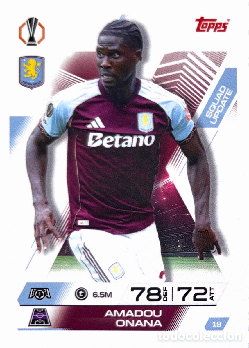 Cartes &agrave; collectionner de Football: 19. Amadou Onana - Aston Villa -(MATCH ATTAX EXTRA CHAMPIONS LEAGUE 2025/26) TOPPS