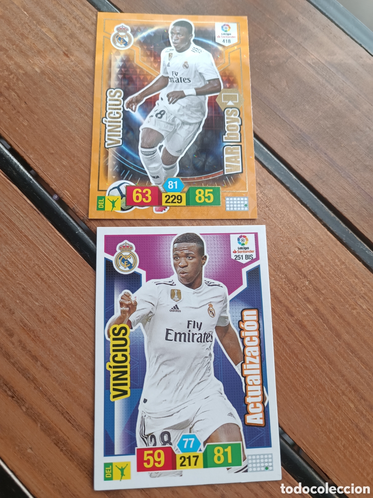 Cromos de F&uacute;tbol: 2 cromos Vinicius Real Madrid Adrenalyn 2018 19 - 251 bis y VAR boys