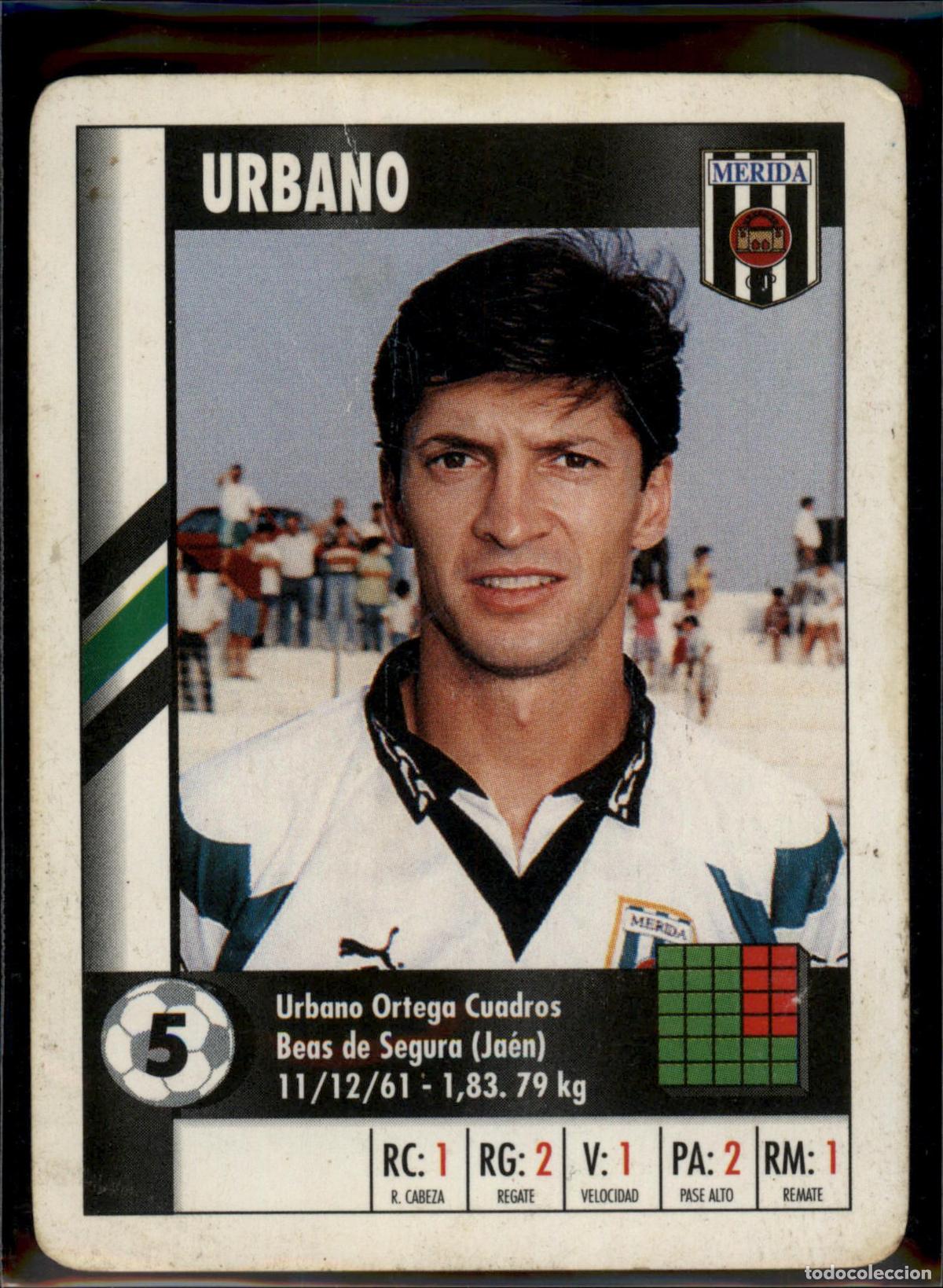 Cromos de F&uacute;tbol: Urbano M&eacute;rida N&ordm; 5 Cartas Naipes Heraclio Fournier 1995 1996 Super Gol Marca 95 96