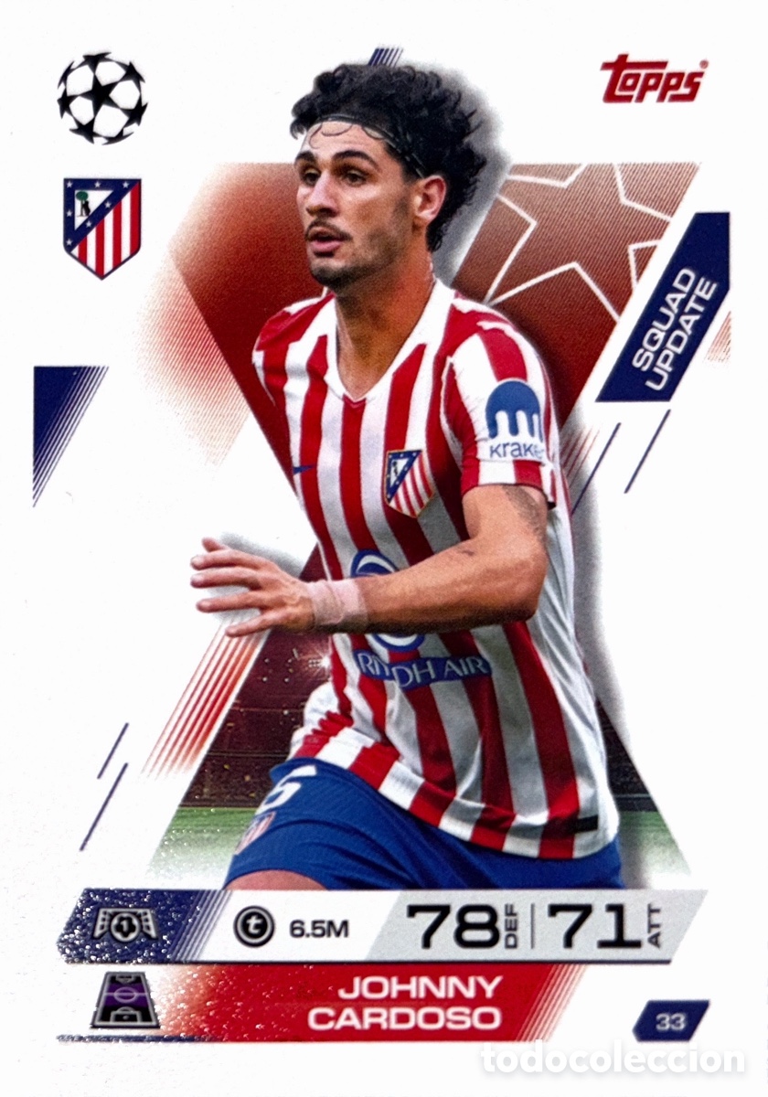 Cartes &agrave; collectionner de Football: 33. Jonny Cardoso - Atl&eacute;tico de Madrid - (MATCH ATTAX EXTRA CHAMPIONS LEAGUE 2025/26) TOPPS