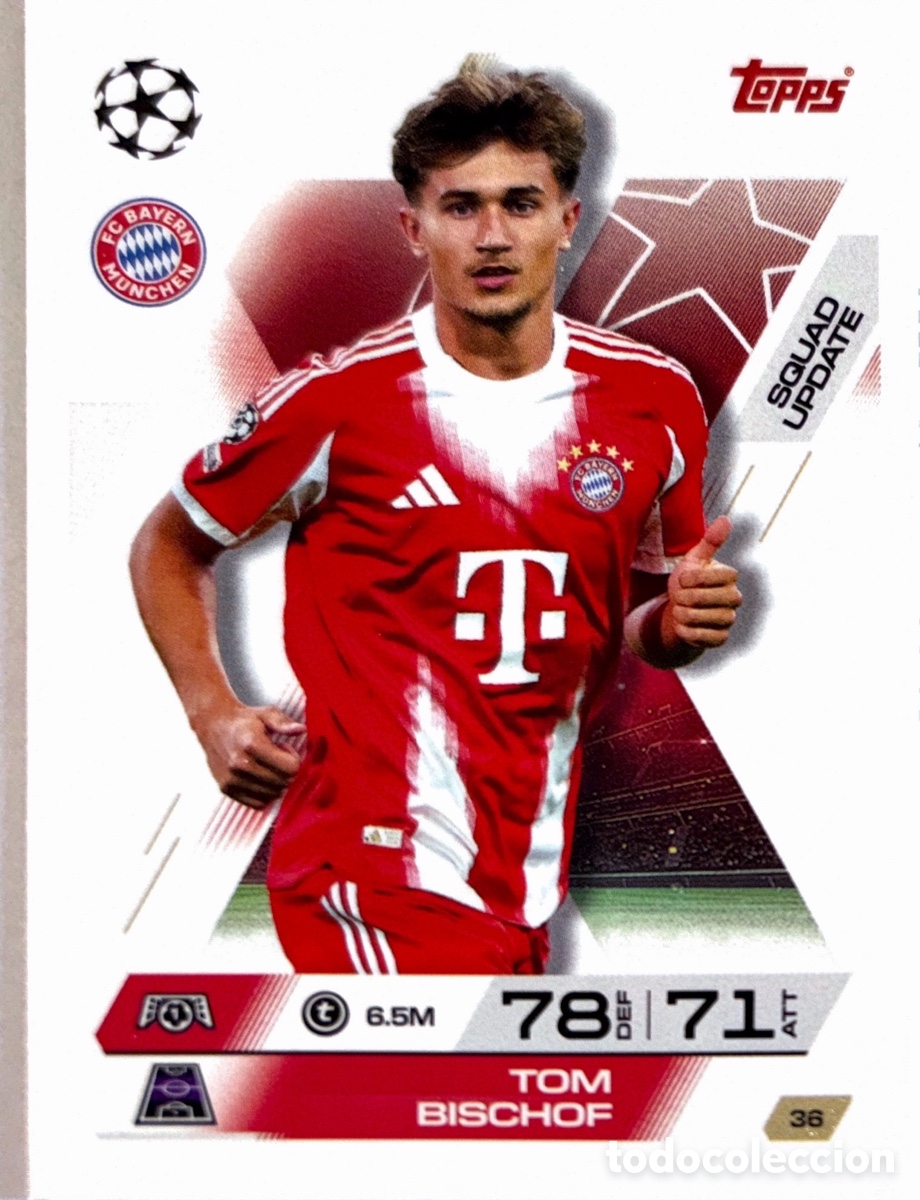 Cartes &agrave; collectionner de Football: 36. Tom Bischof - Bayern Munich -(MATCH ATTAX EXTRA CHAMPIONS LEAGUE 2025/26) TOPPS