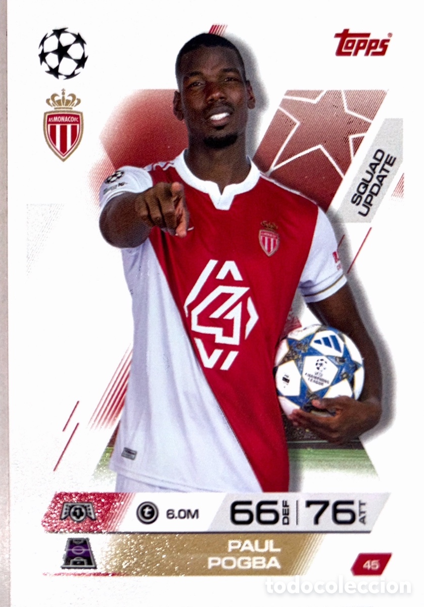 Cartes &agrave; collectionner de Football: 45. Paul Pogba - AS Monaco FC -(MATCH ATTAX EXTRA CHAMPIONS LEAGUE 2025/26) TOPPS