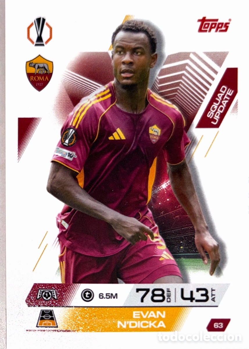 Cromos de F&uacute;tbol: 63. Evan N'Dicka - Roma - (MATCH ATTAX EXTRA CHAMPIONS LEAGUE 2025/26) TOPPS