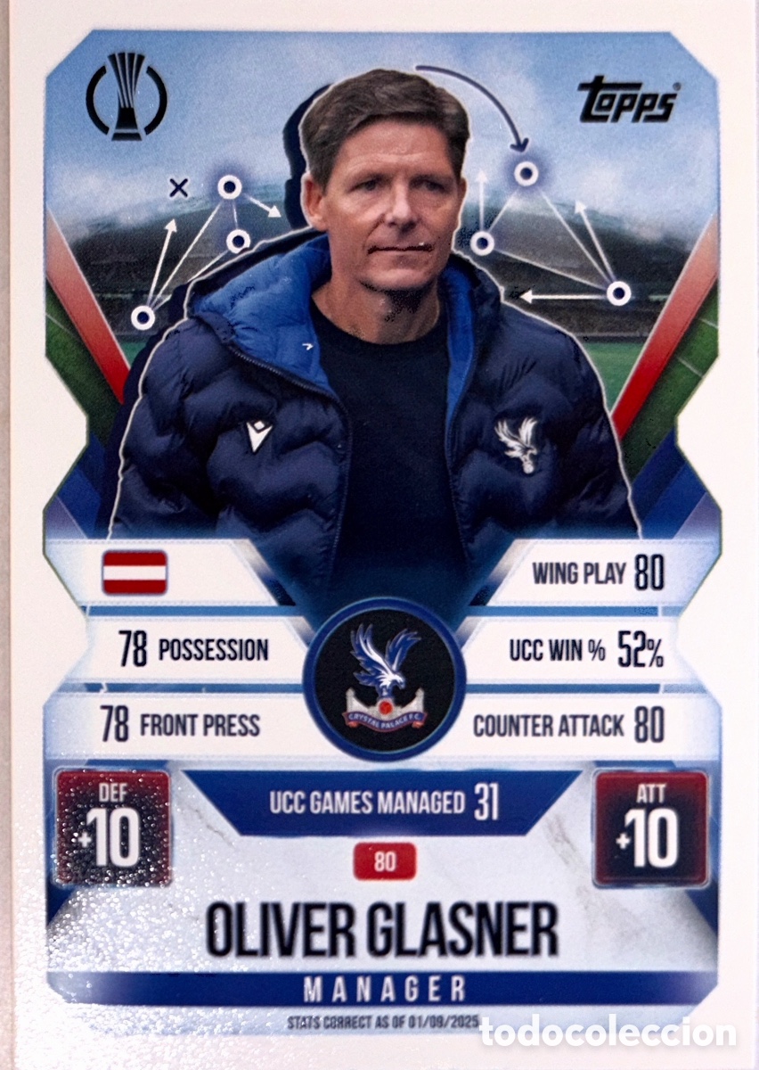 Figurine di Calcio: 80. Oliver Glasner - Crystal Palace - (MATCH ATTAX EXTRA CHAMPIONS LEAGUE 2025/26) TOPPS