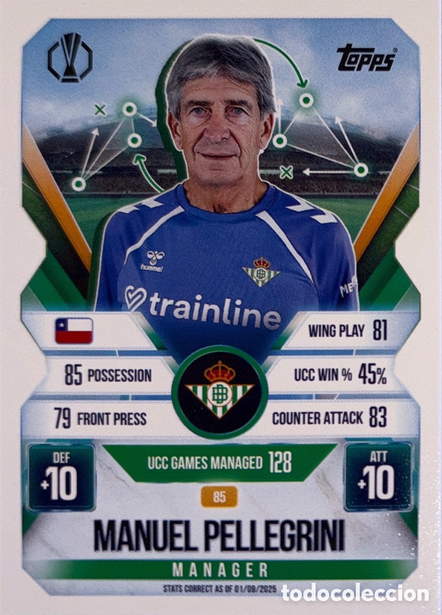 Figurine di Calcio: 85. Manuel Pellegrini - Real Betis - (MATCH ATTAX EXTRA CHAMPIONS LEAGUE 2025/26) TOPPS