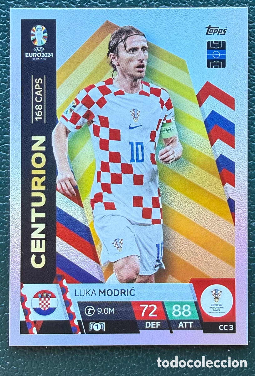 Cromos de Futebol: CC 3 LUKA MODRIC CROACIA CENTURION FICHAS ALBUM TOPPS UEFA EURO 2024 MATCH ATTAX