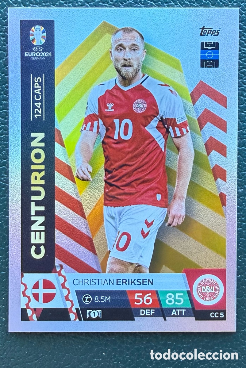 Cromos de Futebol: CC 5 CHRISTIAN ERIKSEN DINAMARCA CENTURION FICHAS ALBUM TOPPS UEFA EURO 2024 MATCH ATTAX