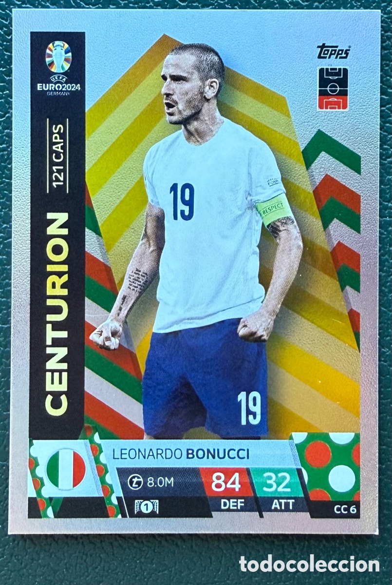 Cromos de Futebol: CC 6 LEONARDO BONUCCI ITALIA CENTURION FICHAS ALBUM TOPPS UEFA EURO 2024 MATCH ATTAX
