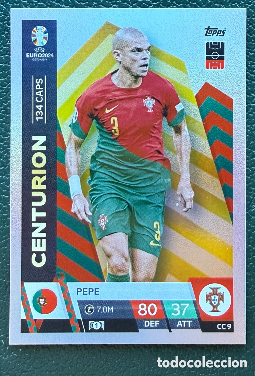 Figurine di Calcio: CC 9 PEPE PORTUGAL CENTURION FICHAS ALBUM TOPPS UEFA EURO 2024 MATCH ATTAX