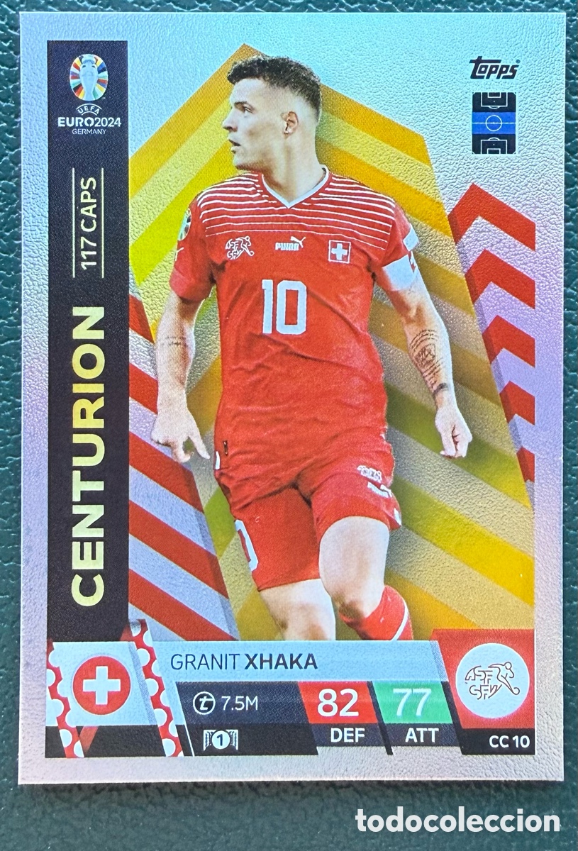 Figurine di Calcio: CC 10 GRANIT XHAKA SUIZA CENTURION FICHAS ALBUM TOPPS UEFA EURO 2024 MATCH ATTAX