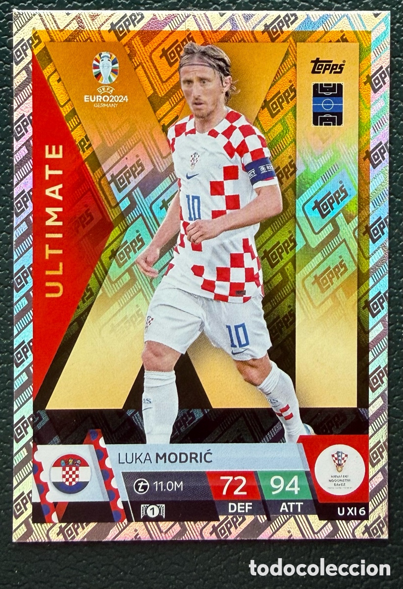Fu&szlig;ball-Sticker: U XI 6 LUKA MODRIC CROACIA ULTIMATE XI FICHAS ALBUM TOPPS UEFA EURO 2024 MATCH ATTAX