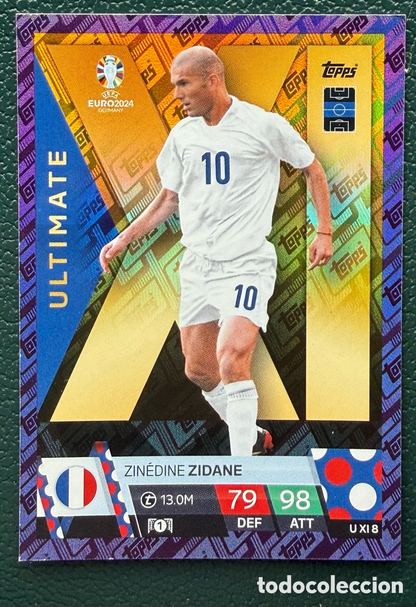 Fu&szlig;ball-Sticker: U XI 8 ZINEDINE ZIDANE FRANCIA PURPLE ULTIMATE XI FICHAS ALBUM TOPPS UEFA EURO 2024 MATCH ATTAX