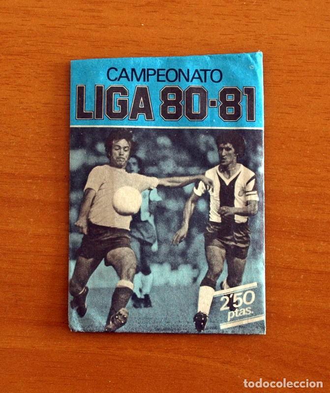 Cromos de F&uacute;tbol: Sobre sin abrir, contiene los cromos - Ediciones ESTE - Campeonato Liga 1980-1981, 80-81- Azul