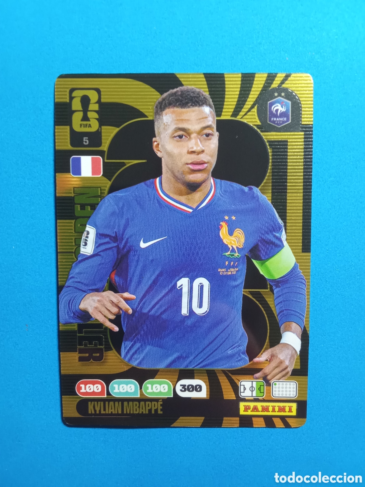 Figurine di Calcio: CROMO 5 GOLDEN BALLER MBAPPE FRANCIA FIFA WORLD CUP 26 MUNDIAL 2026
