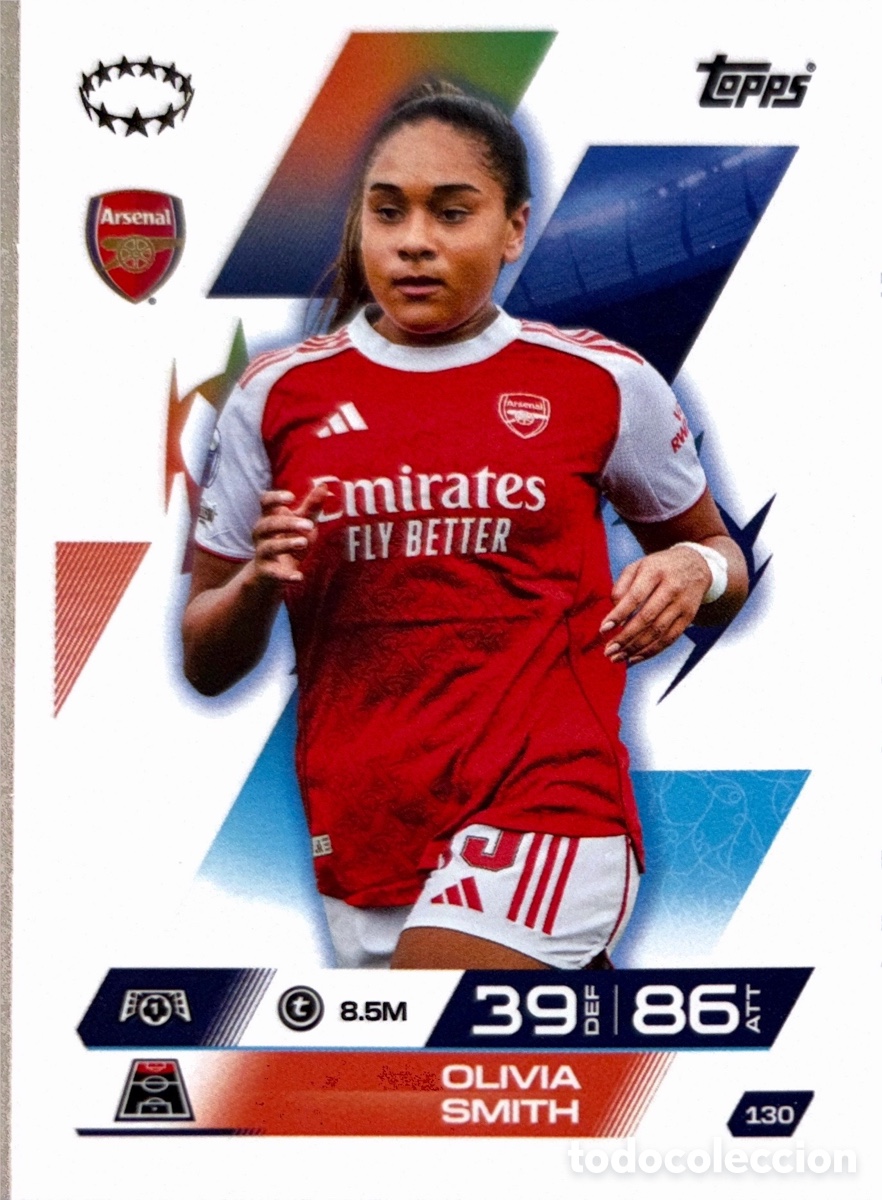 Football Stickers: 130. Olivia Smith - Arsenal - (MATCH ATTAX EXTRA CHAMPIONS LEAGUE 2025/26) TOPPS