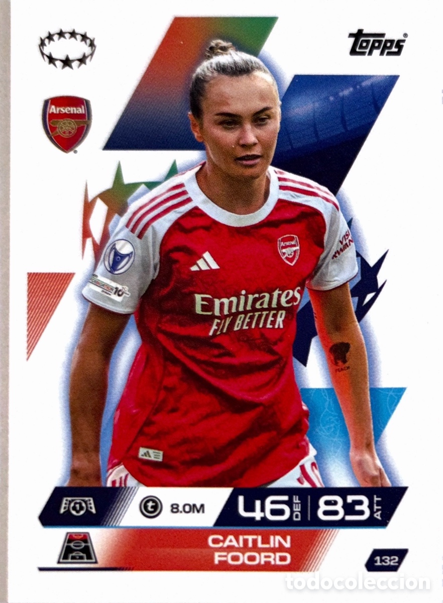 Football Stickers: 132. Caitlin Foord - Arsenal - (MATCH ATTAX EXTRA CHAMPIONS LEAGUE 2025/26) TOPPS