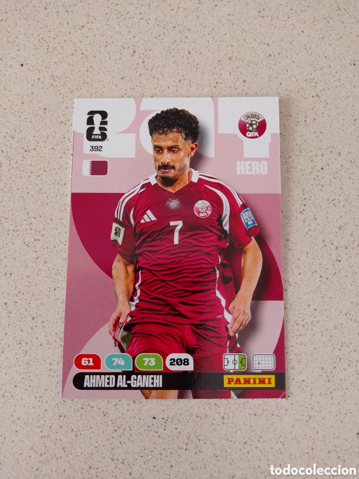 Football Stickers: CARTA N&Uacute;MERO 392 AHMED AL-GANEHI QATAR. ADRENALYN XL MUNDIAL 2026.