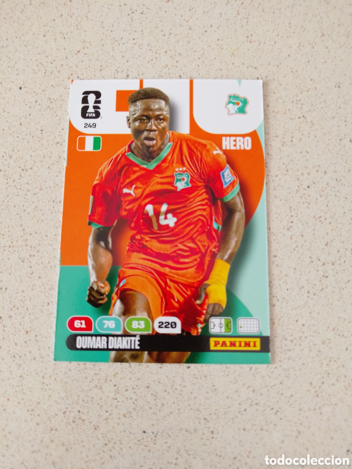Cartes &agrave; collectionner de Football: CARTA N&Uacute;MERO 249 OUMAR DIAKIT&Eacute; COSTA DE MARFIL. ADRENALYN XL MUNDIAL 2026.