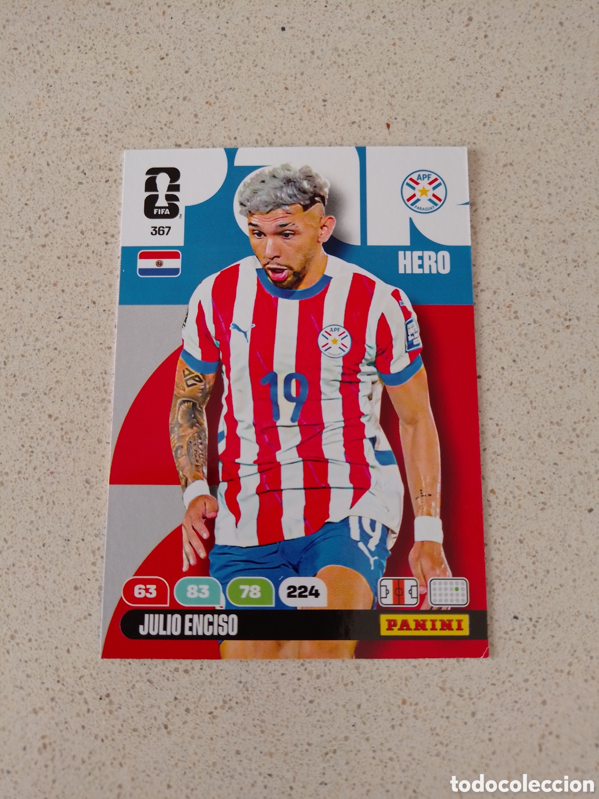 Football Stickers: CARTA N&Uacute;MERO 367 JULIO ENCISO PARAGUAY. ADRENALYN XL MUNDIAL 2026.