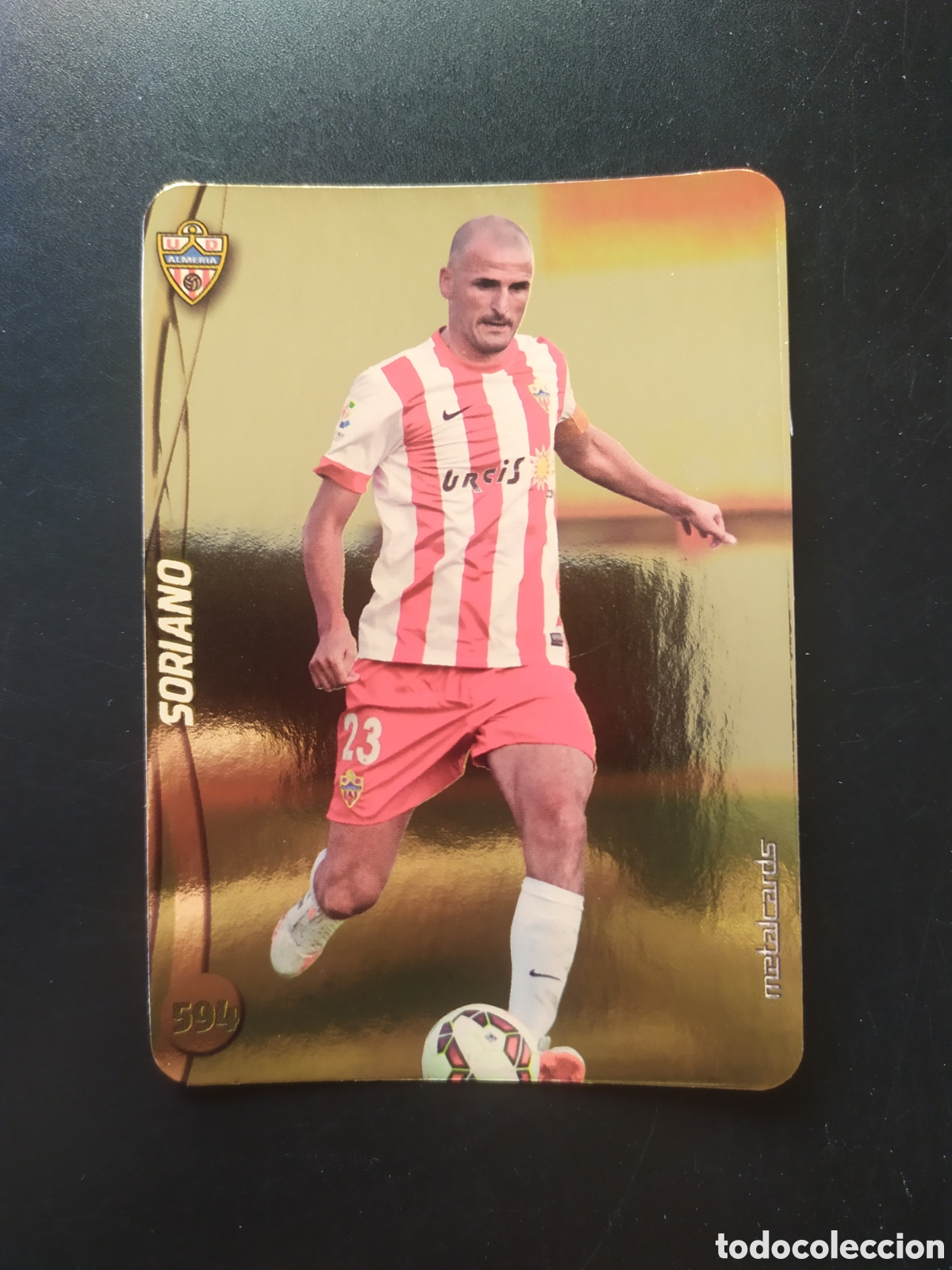 Cartes &agrave; collectionner de Football: Mundicromo fichas Liga 2014 2015 14 15 Soriano top brillo liso dorado n&deg; 594 Almer&iacute;a