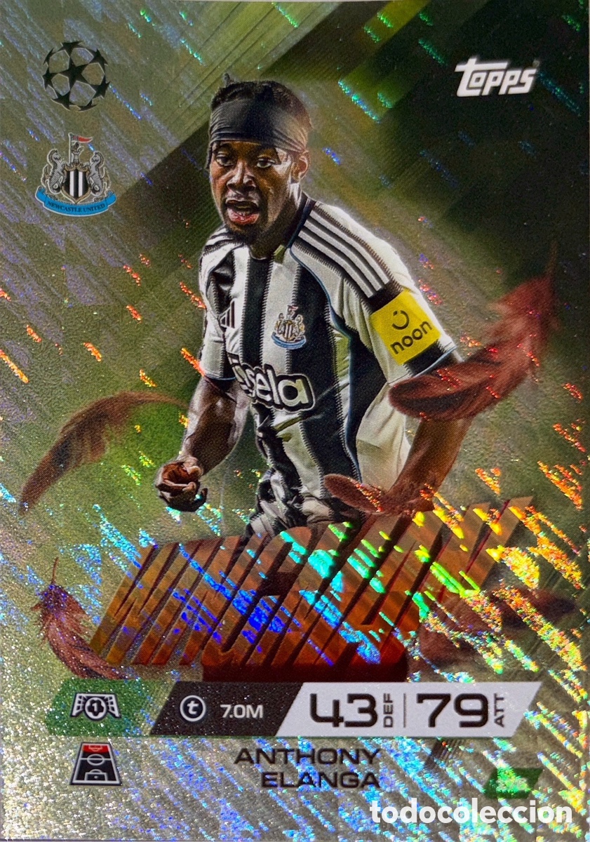 Football Stickers: 176. Anthony Elanga - Newcastle United - (Wingman) MATCH ATTAX EXTRA CHAMPIONS LEAGUE 2025/26(TOPPS)