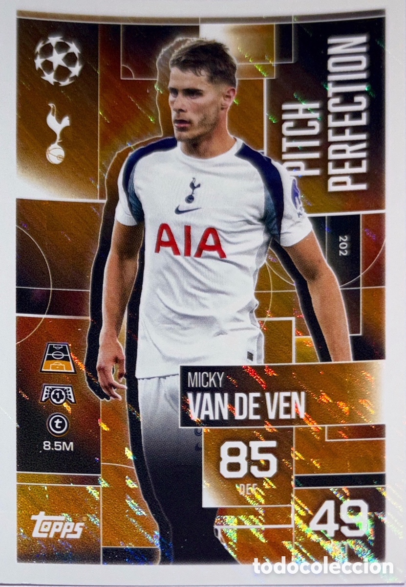 Cromos de F&uacute;tbol: 202. Micky van de Ven - Tottenham (Pitch Perfection) MATCH ATTAX EXTRA CHAMPIONS LEAGUE 2025/26 (T
