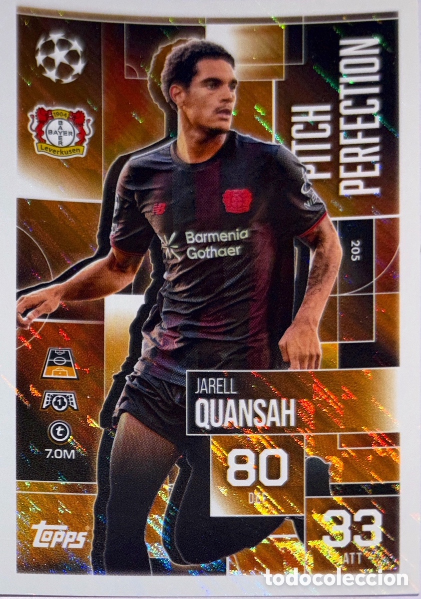 Cromos de F&uacute;tbol: 205. Jerrell Quansah- Bayer Leverkusen (Pitch Perfection) MATCH ATTAX EXTRA CHAMPIONS LEAGUE 2025/26