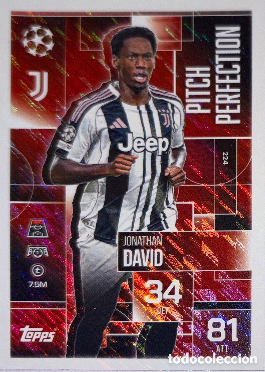 Cartes &agrave; collectionner de Football: 224. Jonathan David - Juventus -(Pitch Perfection) MATCH ATTAX EXTRA CHAMPIONS LEAGUE 2025/26