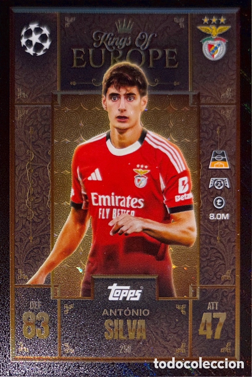 Football Stickers: 250. Ant&oacute;nio Silva - Benfica- (Kings of Europe) MATCH ATTAX EXTRA CHAMPIONS LEAGUE 2025/26