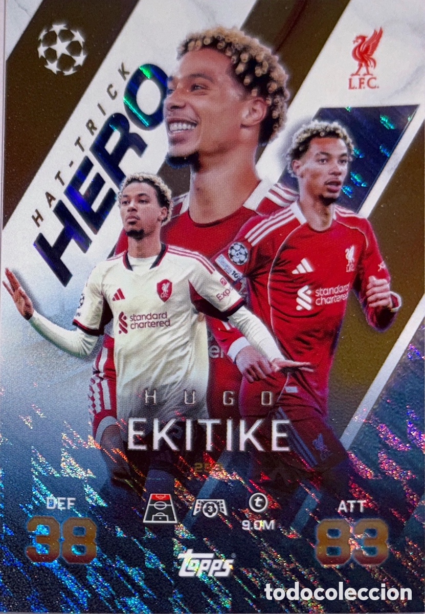 Cartes &agrave; collectionner de Football: 253. Hugo Ekitike - Liverpool - (Hat-Trick Hero) MATCH ATTAX EXTRA CHAMPIONS LEAGUE 2025/26