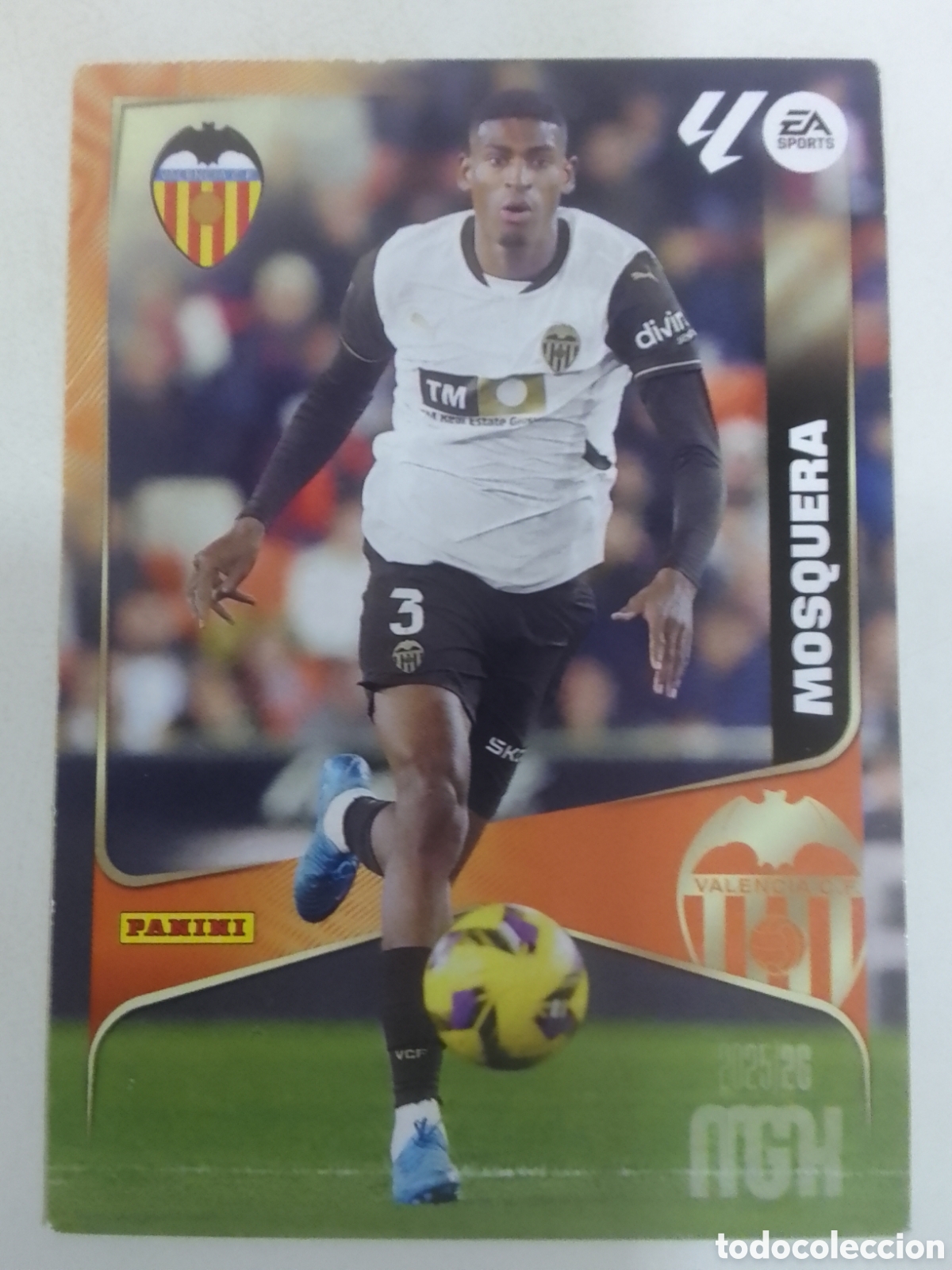 Cromos de F&uacute;tbol: Megacracks 2025/26 n&deg; 348 Mosquera &bull; Valencia.
