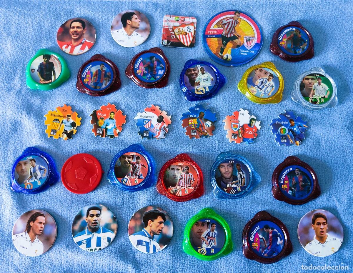 Cromos de F&uacute;tbol: LOTE DE TAZOS VARIADOS DE FUTBOL DE CAPS KRAKS PANINI GREFUSA DANET SPORT