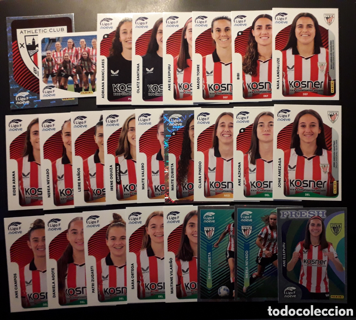 Cromos de F&uacute;tbol: 25 CROMOS ATHLETIC BILBAO LIGA F FEMENINA 2025 2026 25 26 PANINI EQUIPO COMPLETO 3 ESP SIN PREMIUM