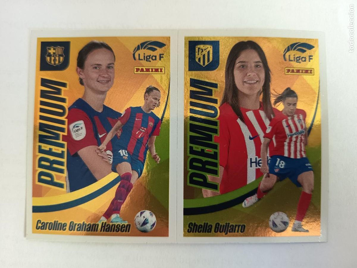 Cromos de F&uacute;tbol: 2 CROMOS PREMIUM LIMITADA CAROLINE GRAHAM HANSEN BAR&Ccedil;A SHEILA GUIJARRO ATL&Eacute;TICO - LIGA F 2024 23 24