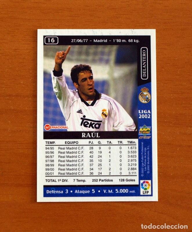 Cromos de F&uacute;tbol: Real Madrid - N&ordm; 16 Ra&uacute;l - Mundicromo Las Fichas de la Liga 2001-2002, 01-02