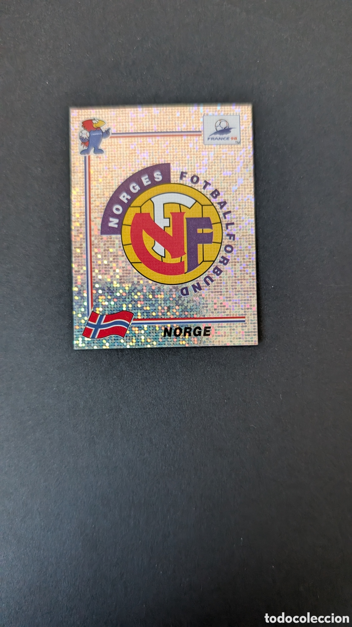 Cromos de F&uacute;tbol: NORUEGA 68 ESCUDO MUNDIAL FRANCIA PANINI 1998 98 NUNCA PEGADO SIN PEGAR