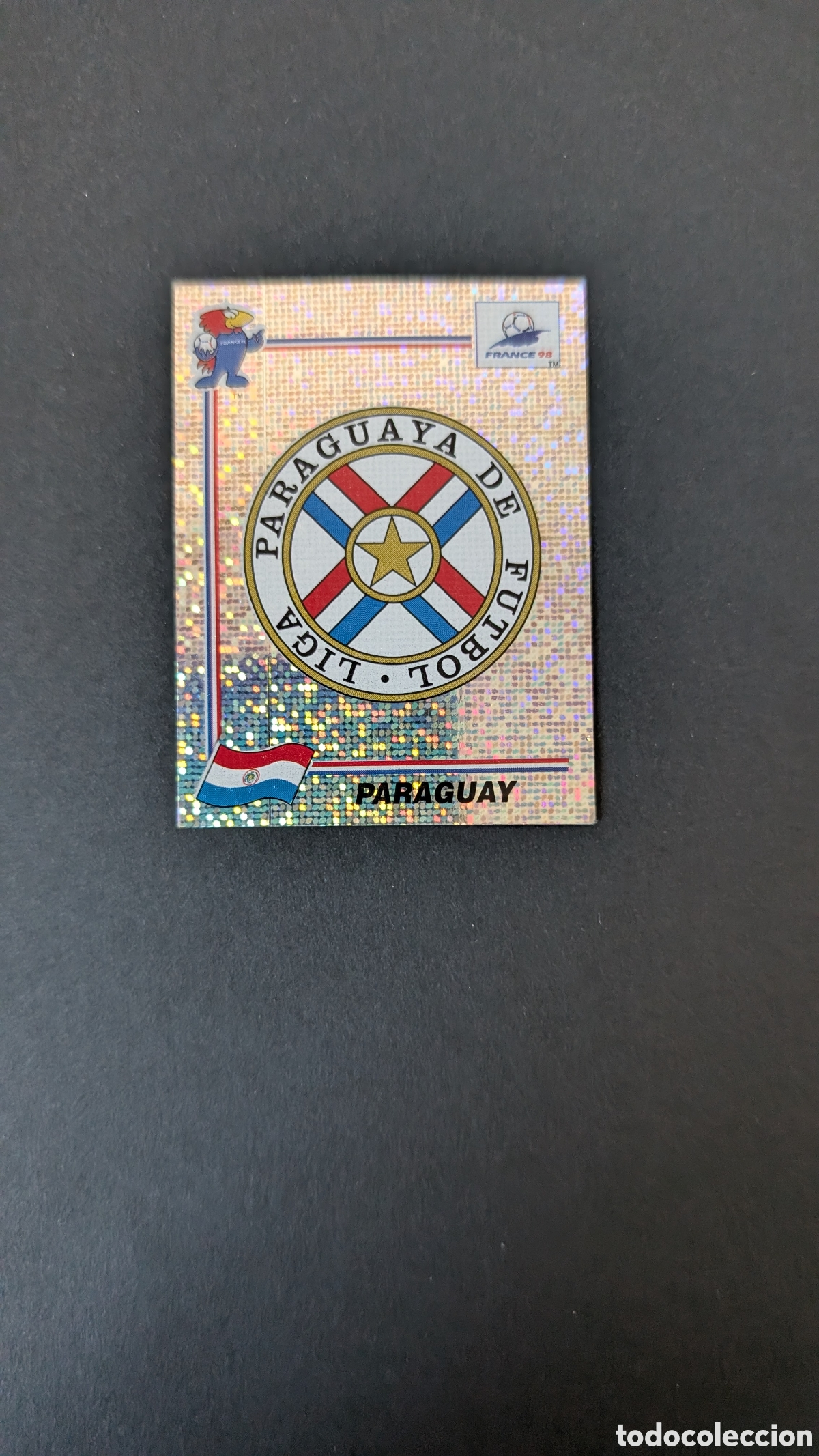 Cromos de F&uacute;tbol: PARAGUAY 264 ESCUDO MUNDIAL FRANCIA PANINI 1998 98 NUNCA PEGADO PRECIO ESCRITO TRASERA