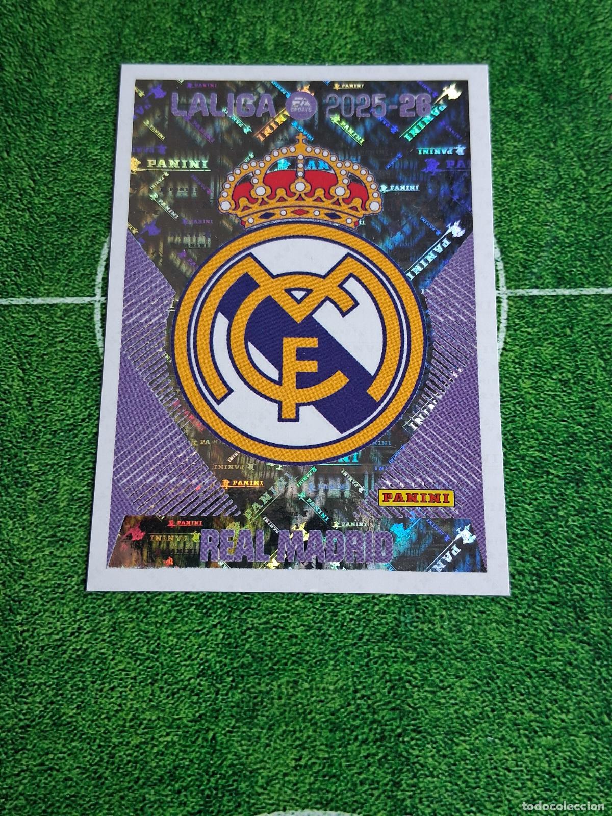 Cromos de F&uacute;tbol: 1 ESCUDO REAL MADRID CROMOS LIGA ESTE FUTBOL PANINI 2025 2026 25 26