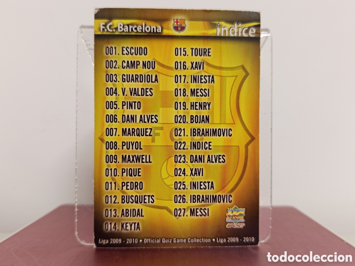Figurine di Calcio: ❇️ CROMO ⚽ &Iacute;NDICE BARCELONA 22 09 10 2009 2010 FICHAS LIGA QUIZ COLLECTION MUNDICROMO ❇️