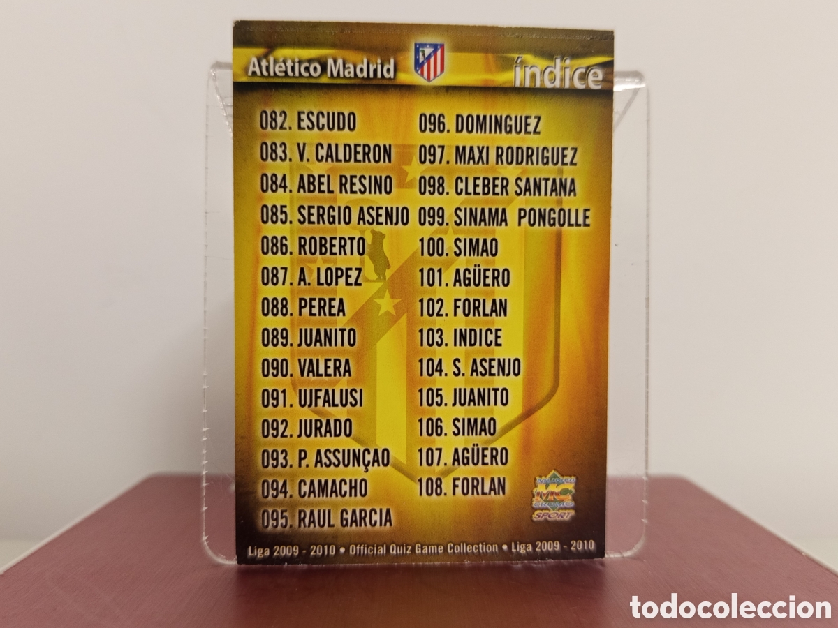 Cromos de F&uacute;tbol: ❇️ CROMO ⚽ &Iacute;NDICE ATL&Eacute;TICO DE MADRID FICHAS LIGA QUIZ COLLECTION MUNDICROMO ❇️