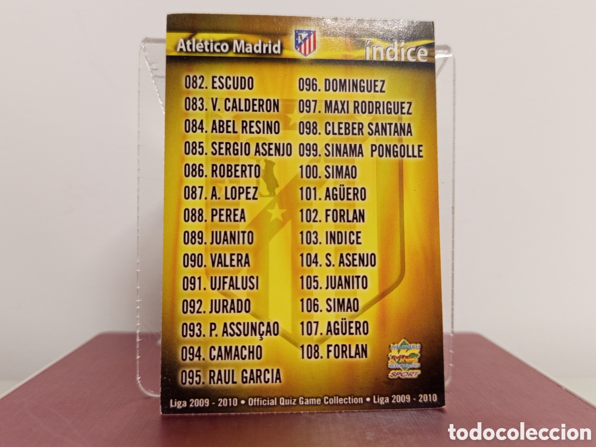 Cromos de F&uacute;tbol: ❇️ CROMO ⚽ &Iacute;NDICE ATL&Eacute;TICO DE MADRID FICHAS LIGA QUIZ COLLECTION MUNDICROMO ❇️