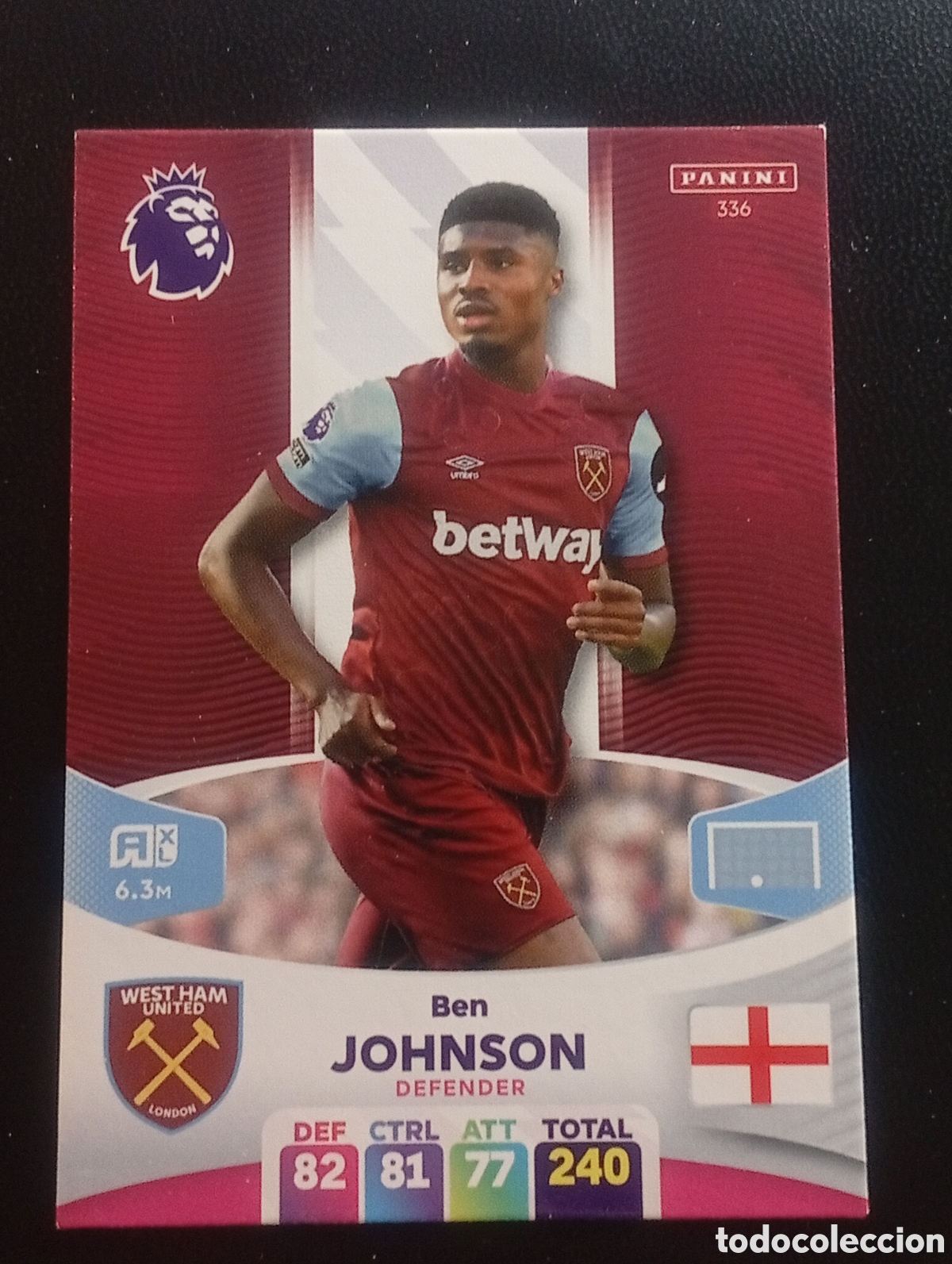 Cromos de F&uacute;tbol: 336 BEN JOHSON WEST HAM 2023 2024 ADRENALYN XL PREMIER LEAGUE PANINI CROMOS CARDS TOPPS