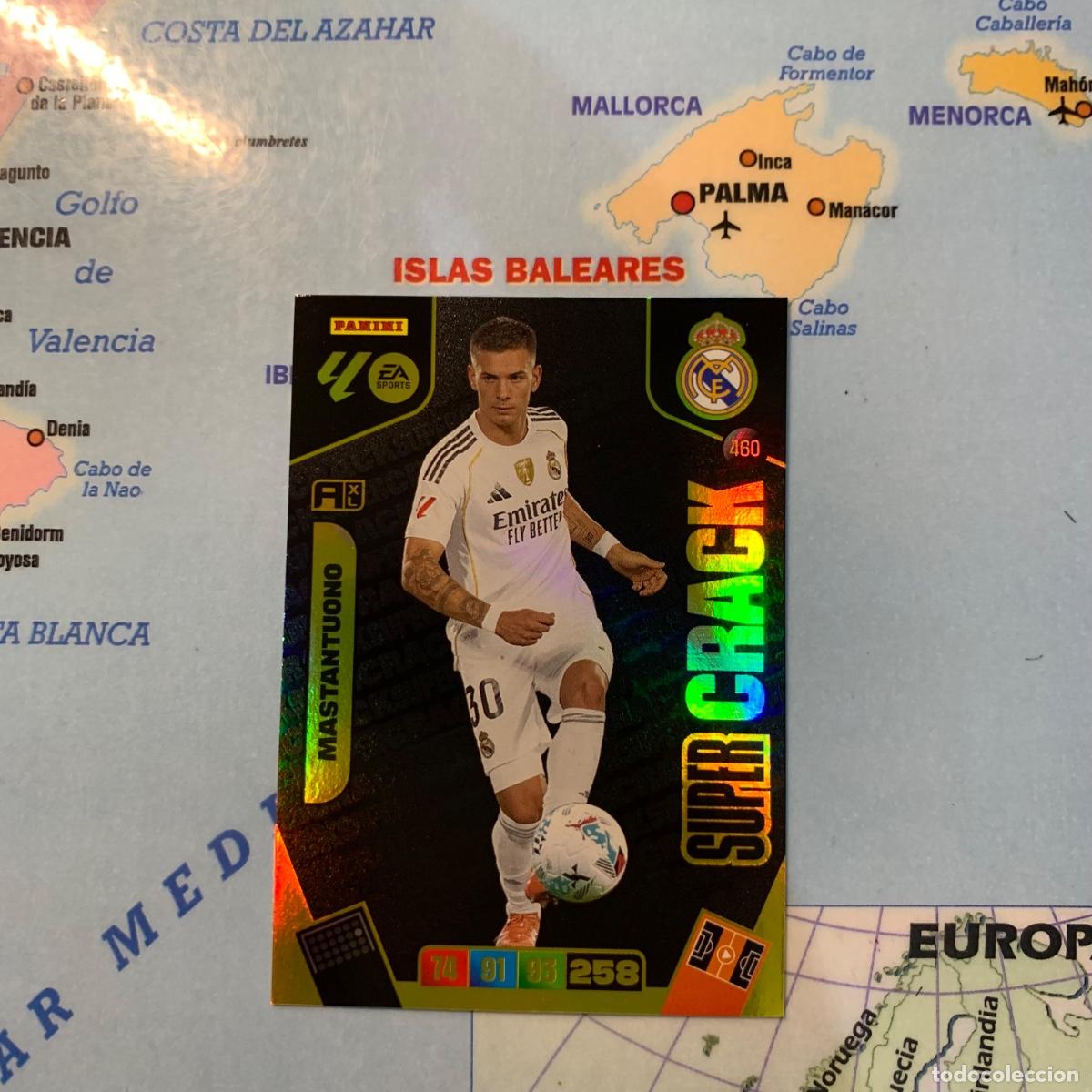 Football Stickers: Mastantuono S&uacute;per Cracks n&uacute;mero 460 del Real Madrid cromo adrenalyn XL 25-26 2025-2026