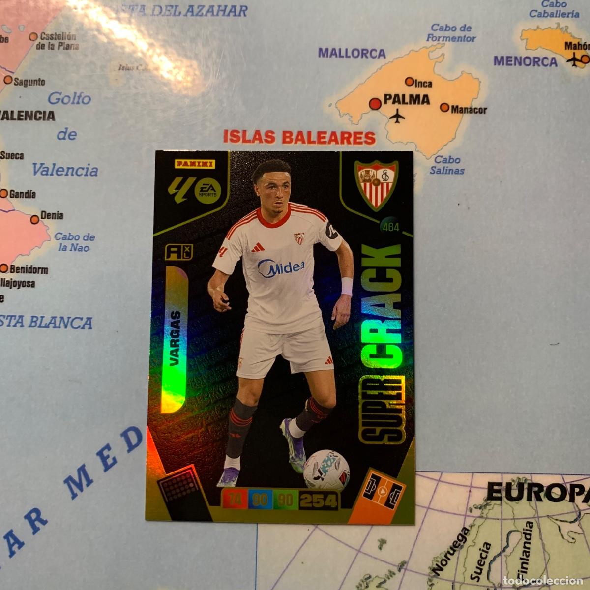 Football Stickers: Vargas S&uacute;per Crack n&uacute;mero 464 del Sevilla cromo adrenalyn XL 25-26 2025-2026