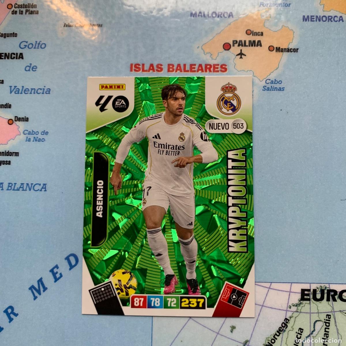 Football Stickers: Asencio nuevo Kryptonita n&uacute;mero 503 del Real Madrid cromo adrenalyn XL 25-26 2025-2026