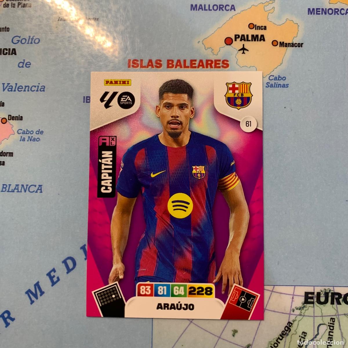 Cromos de F&uacute;tbol: Araujo n&uacute;mero 61 del Barcelona cromo adrenalyn XL 25-26 2025-2026
